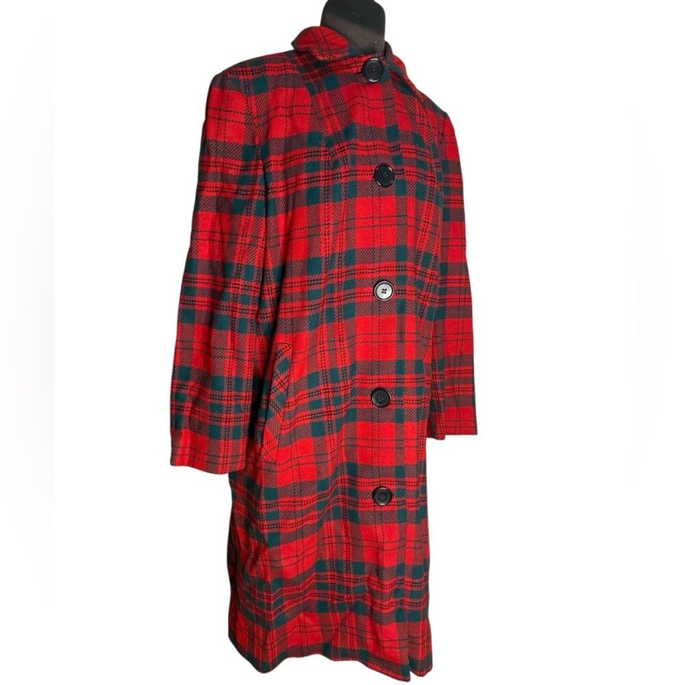 Vintage 50s Pendleton Virgin Wool Red Plaid Tartan Car Coat Womens L Heritage - Picture 2 of 8